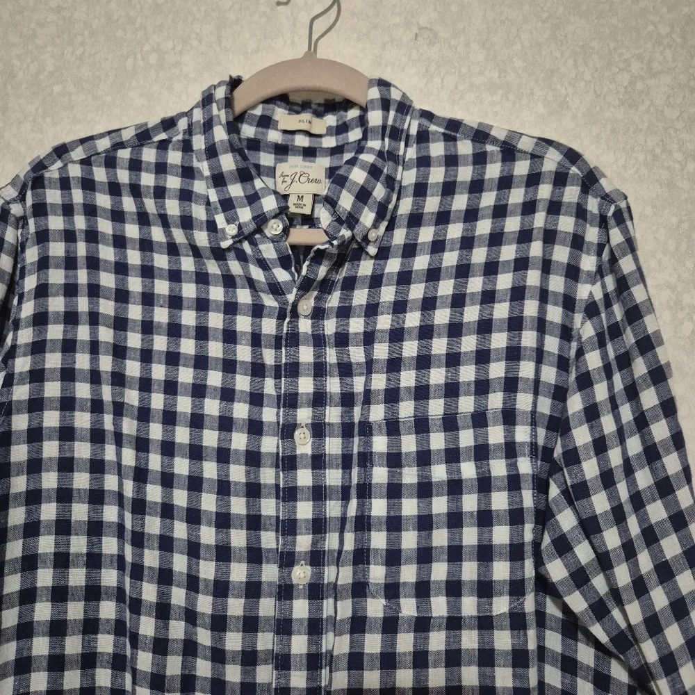 J,CREW Men's Blue Checkered Shirt...SIZE:M